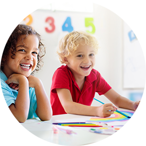 Children painting together